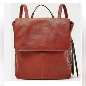 Brown leather fossil backpack